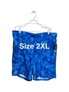 Men’s 2XL Blue Tie Dye Swim Trunks NWT Beach Vacation Fishing Shorts Lightweight